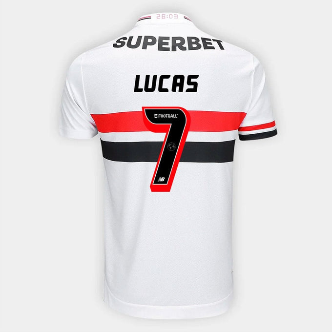 Camisa São Paulo FC 2025/26 I Torcedor — LUCAS Nº 7
